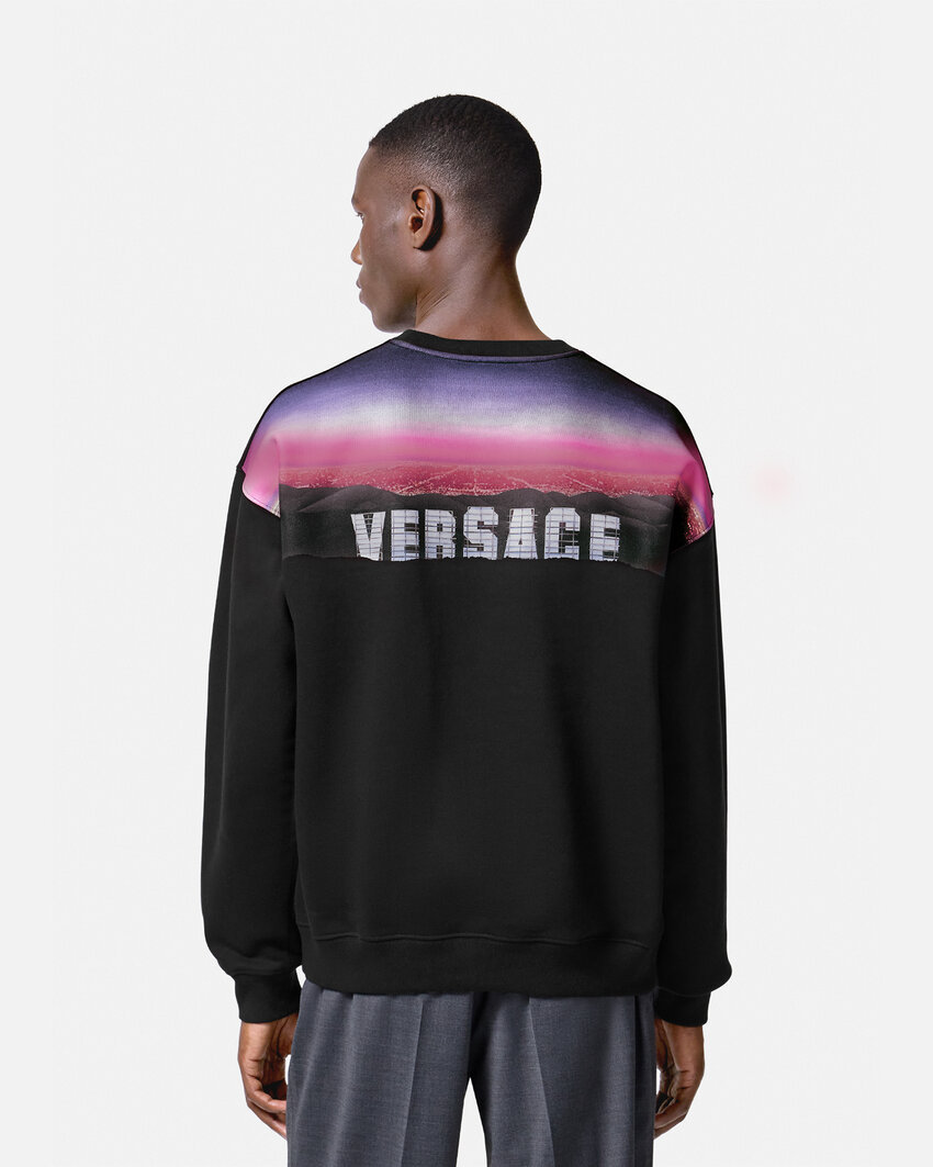 Shop Versace Hills Cotton Sweatshirt In Black