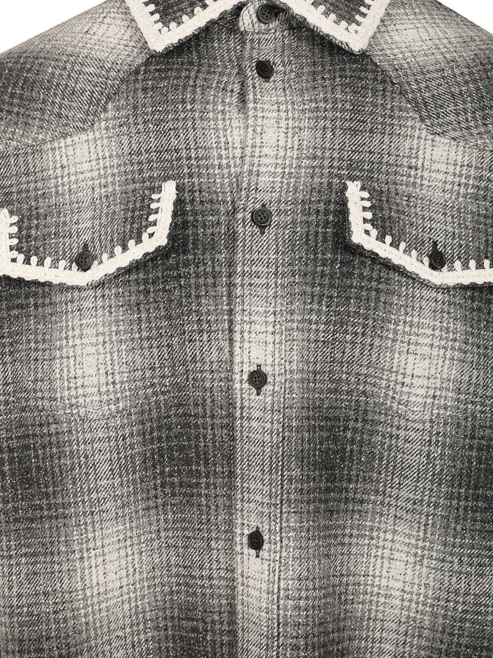 Golden Goose Checked Crochet-trimmed Shirt Jacket In Black