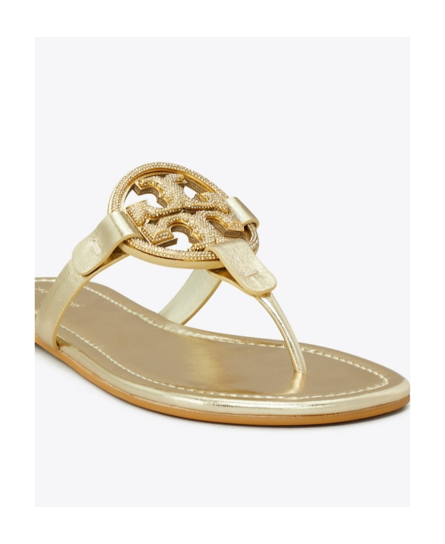 Tory Burch Miller Crystal Embellished Thong Sandals In Nude