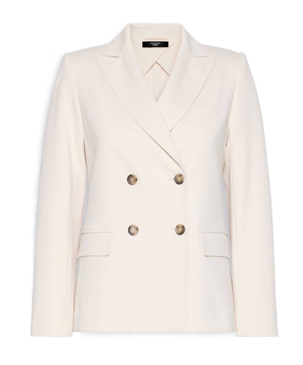Weekend Max Mara Wkdcolibri Stretch Double-breasted Blazer In White