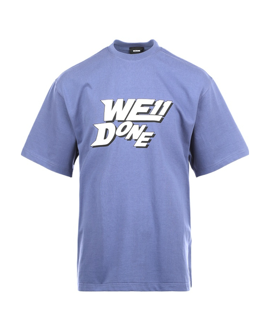 We11 Done Logo-print Cotton T-shirt In Blue