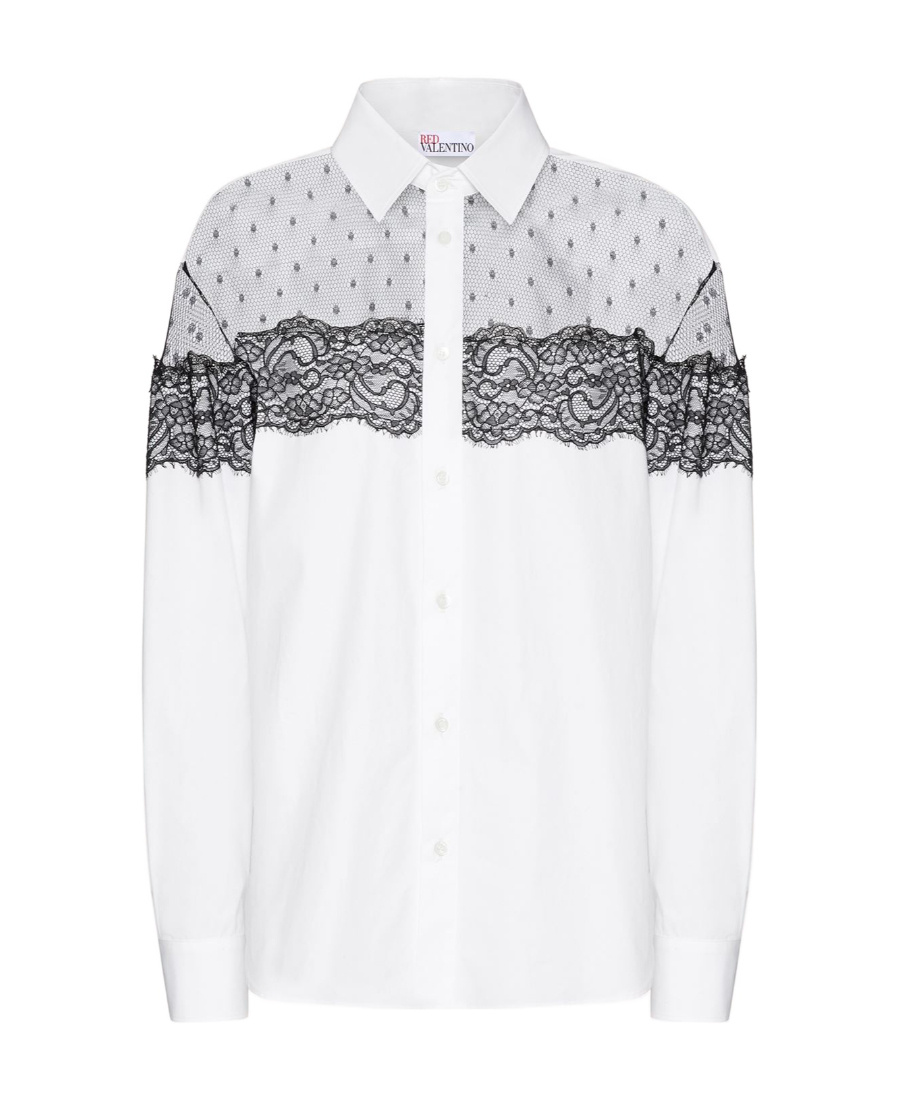 Red Valentino Long-sleeved Shirt In White