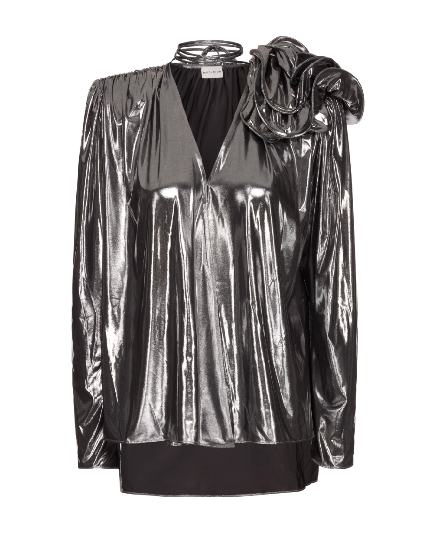 Shop Magda Butrym Logo Blouse In Black