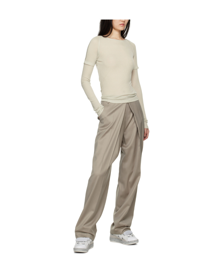 Low Classic Inverted-pleat Detail Trousers In Nude