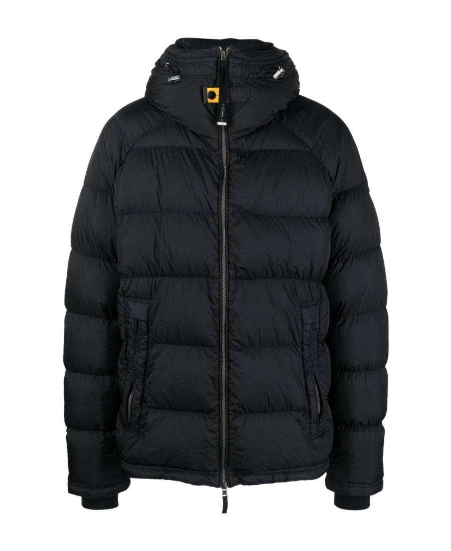 Parajumpers Northon Black Down Jacket With Hood And Logo Patch On The Sleeve In Tech Fabric Man In Black
