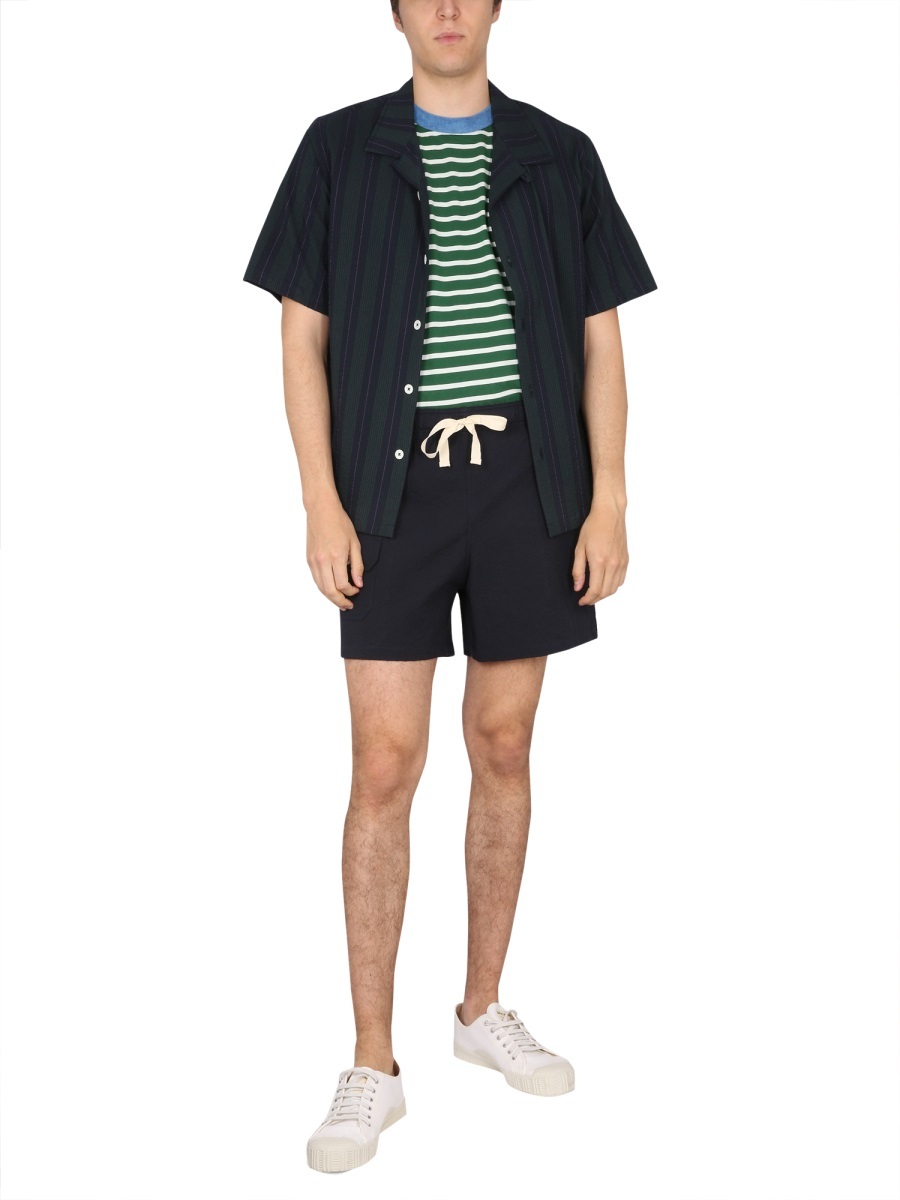 Howlin' Cotton Shirt Short Sleeves Striped Design In Black