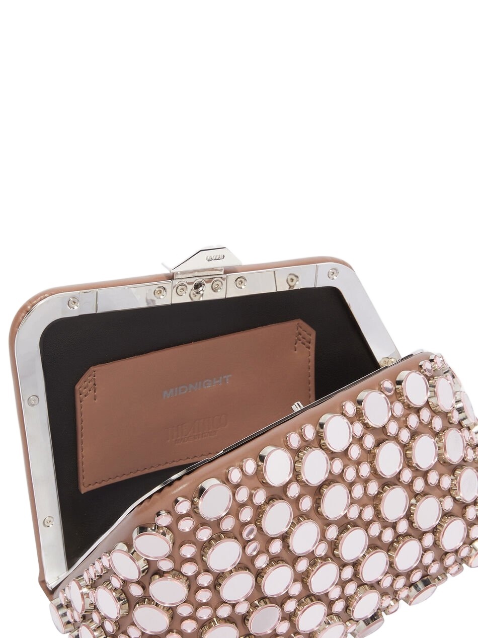 Attico Embellished Leather Midnight Clutch In Mud Color