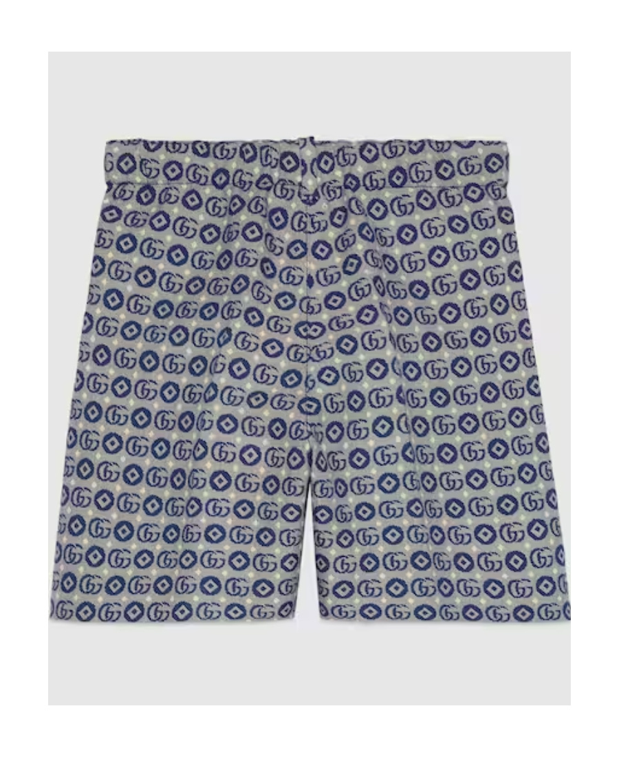 Gucci Double G Cotton Shorts In Gray