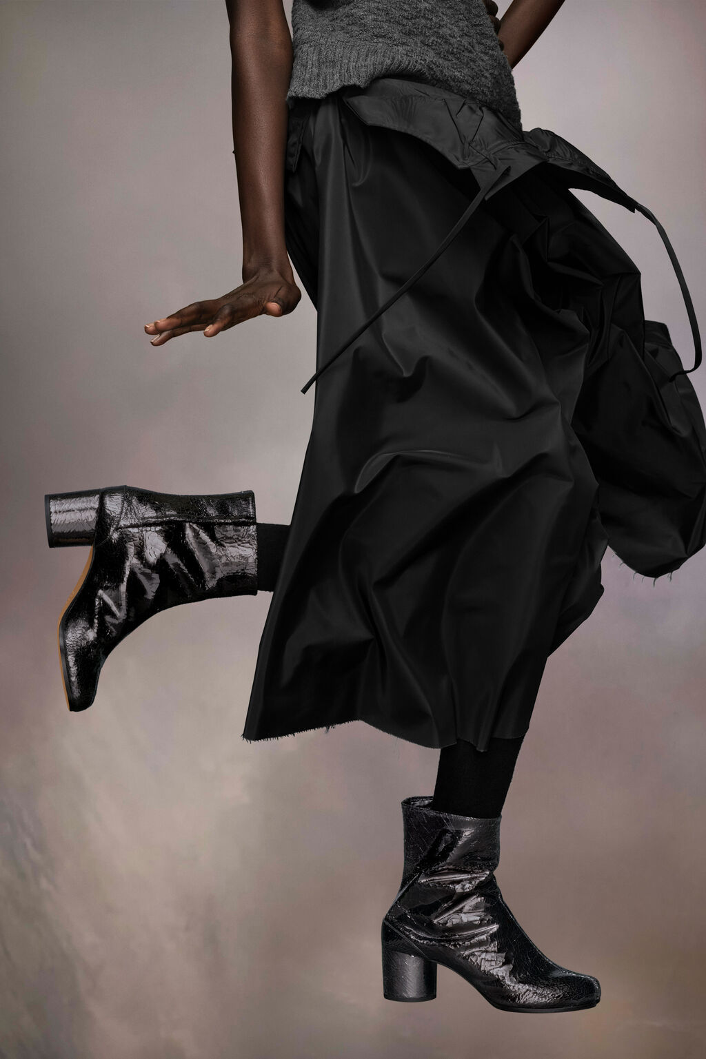 Maison Margiela Tabi Mirror Boots Woman Dark Grey In Black