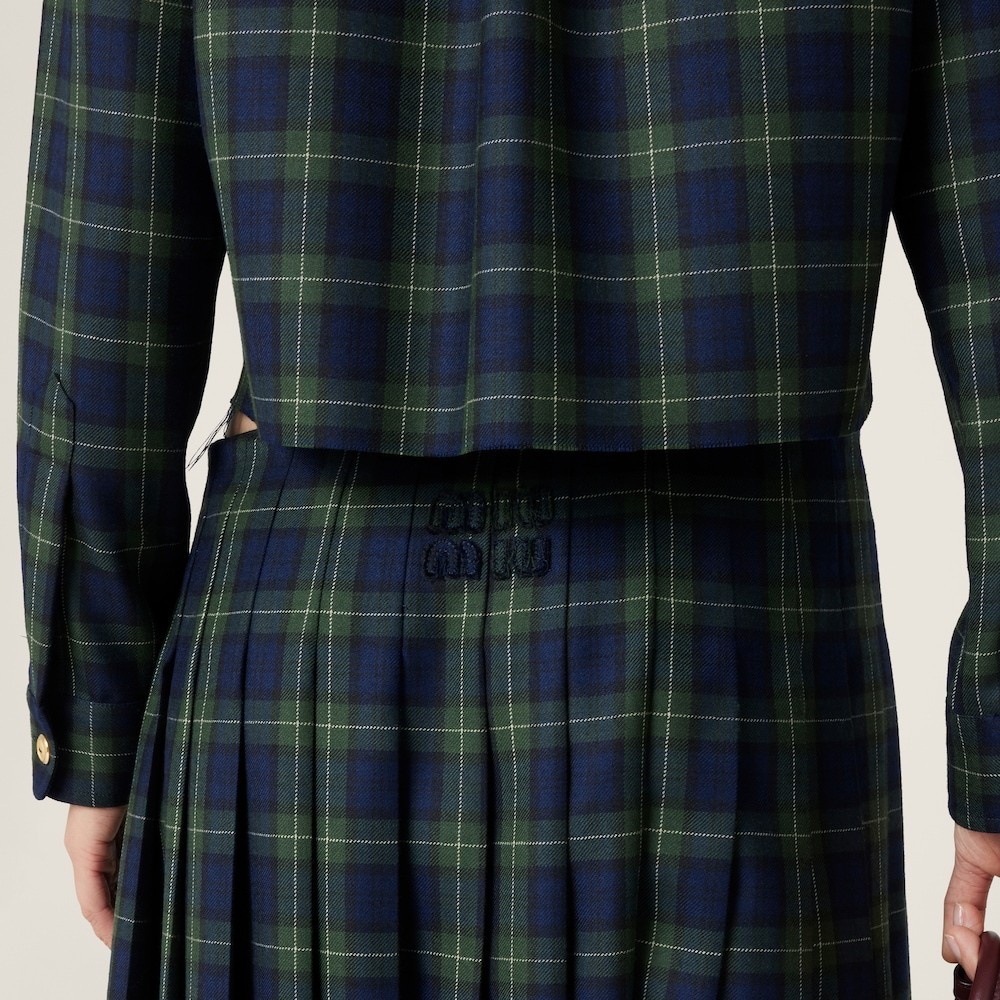 MIU MIU PLEATED TARTAN SKIRT