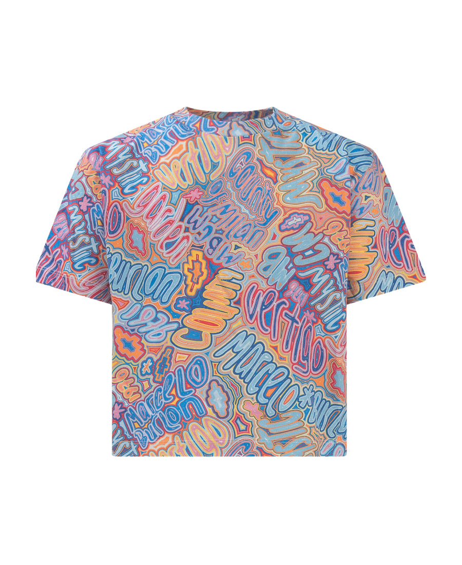 Marcelo Burlon County Of Milan All-over Logo Print Cropped Top In Blue