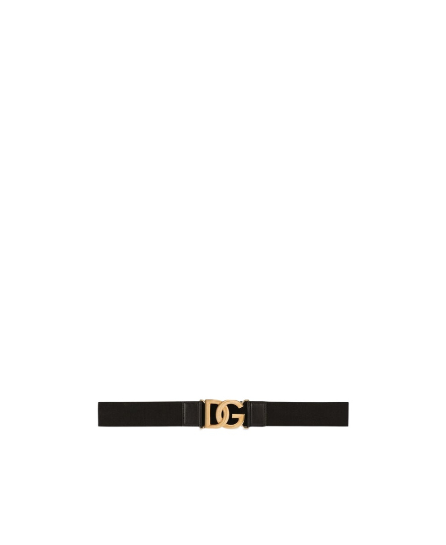 Dolce & Gabbana Logoed Multifabric Belt In Black
