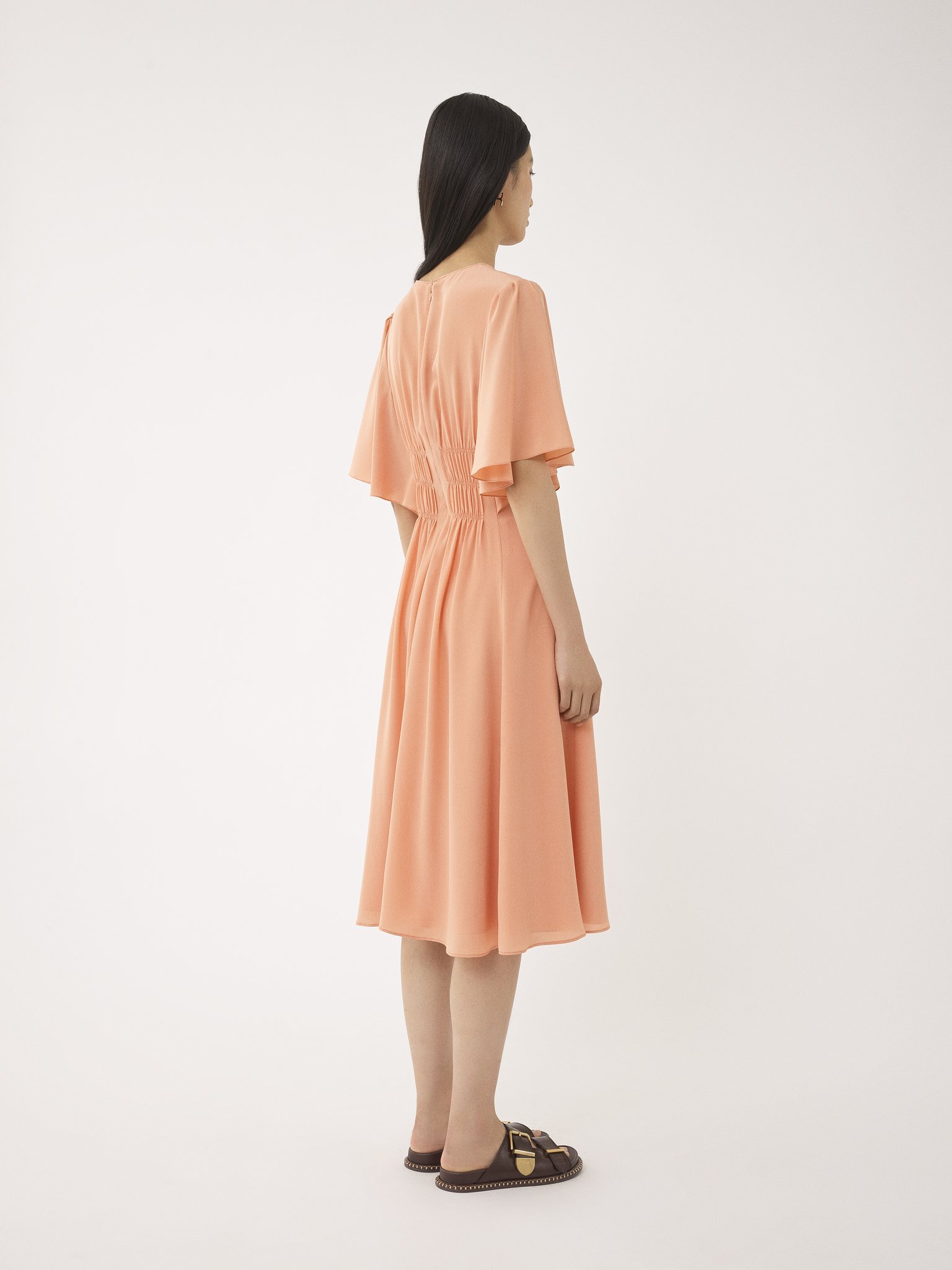Shop Chloé Silk Midi Dress In Nude