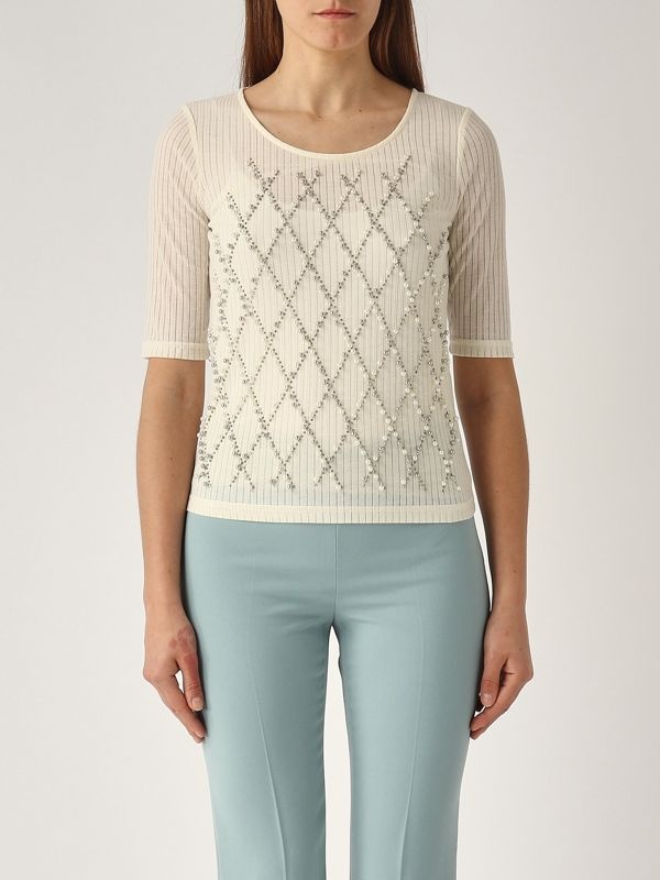 Shop Twinset Bead-embellished T-shirt