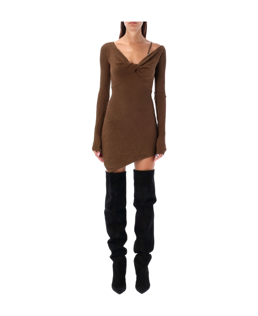Attico The  Desai Mini Dress In Brown