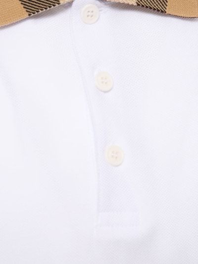 Burberry Check-collar White Polo Shirt With Three-button Placket