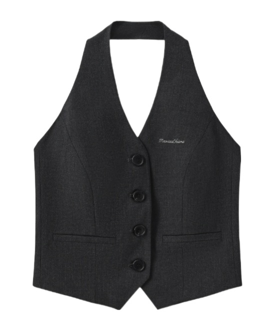 Marissa Chiara Button Vest In Black
