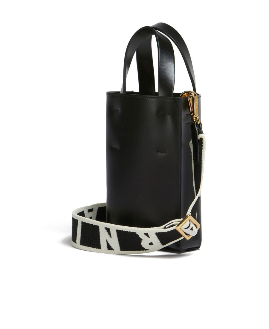 Marni Logo Printed Top Handle Bag In Black