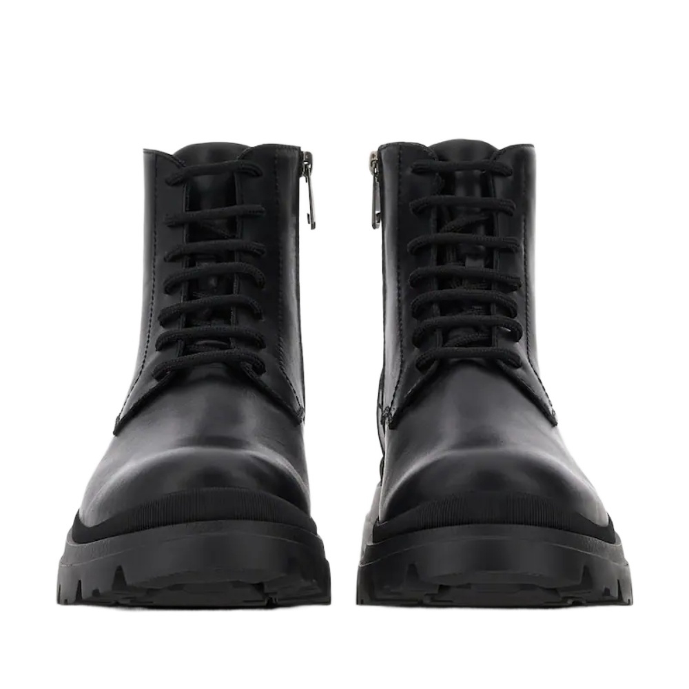Hogan H692 Lace-up Leather Boots With Zip Shoes In Black