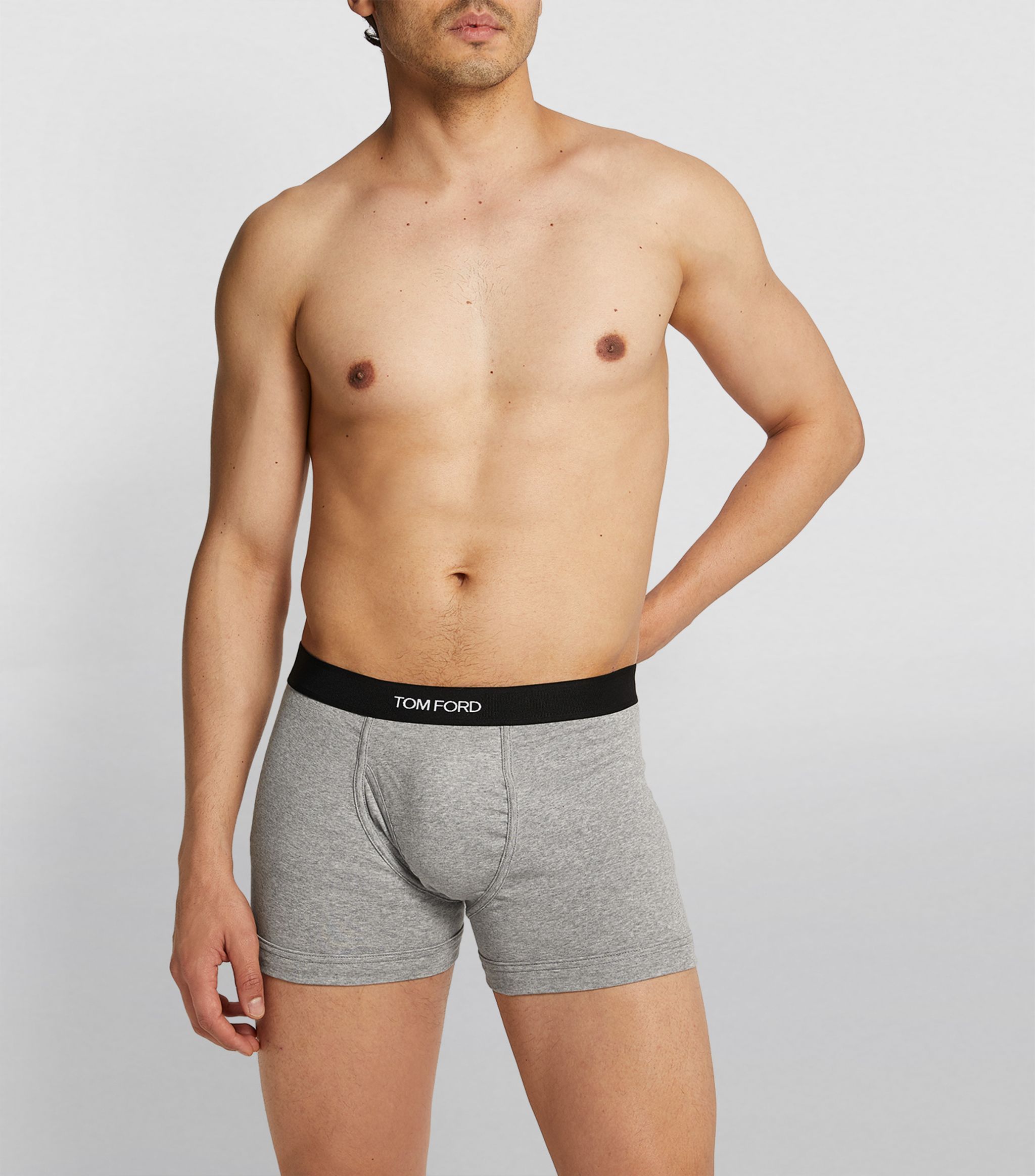 Tom Ford Set Of 2 Logo-waistband Cotton Boxer Briefs Clothing In Gray