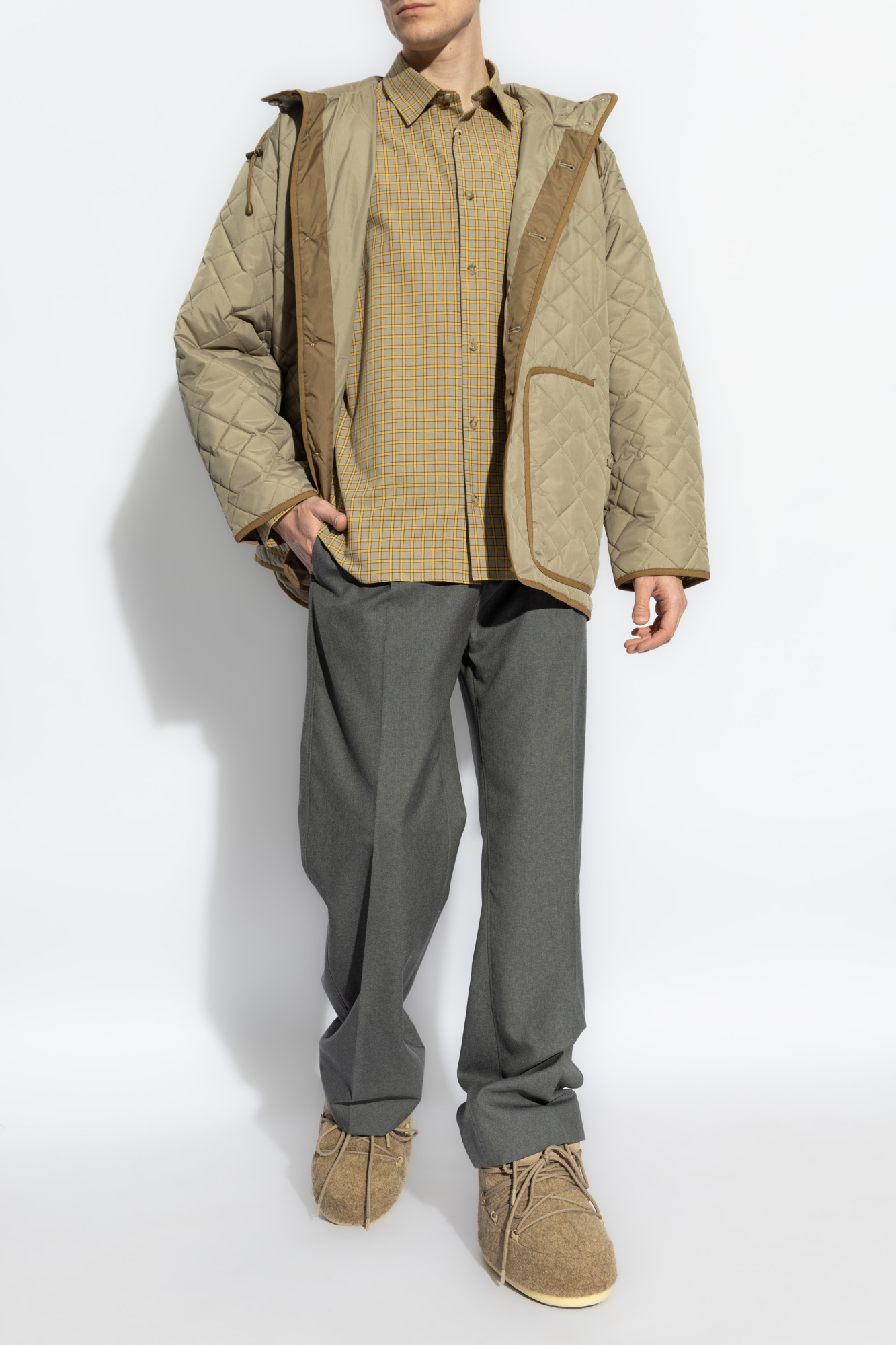 Apc A.p.c. Checked Pattern Long In Nude