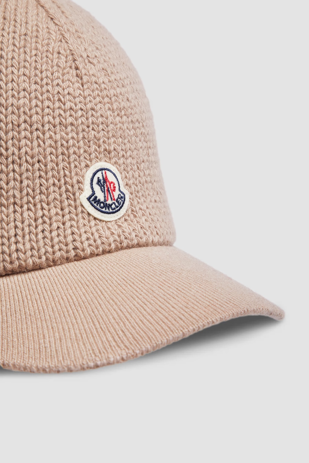 Moncler Knit Cotton Baseball Cap In Nude