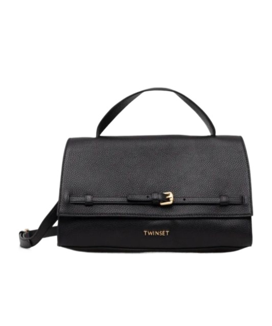 Shop Twinset Flip Medium Shoulder Bag In Black