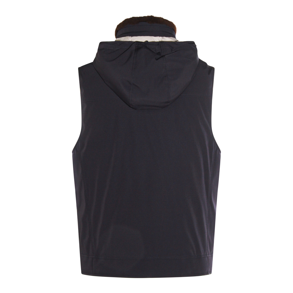 Brunello Cucinelli Sleeveless Hooded Down Jacket Side Zip Pockets In Black