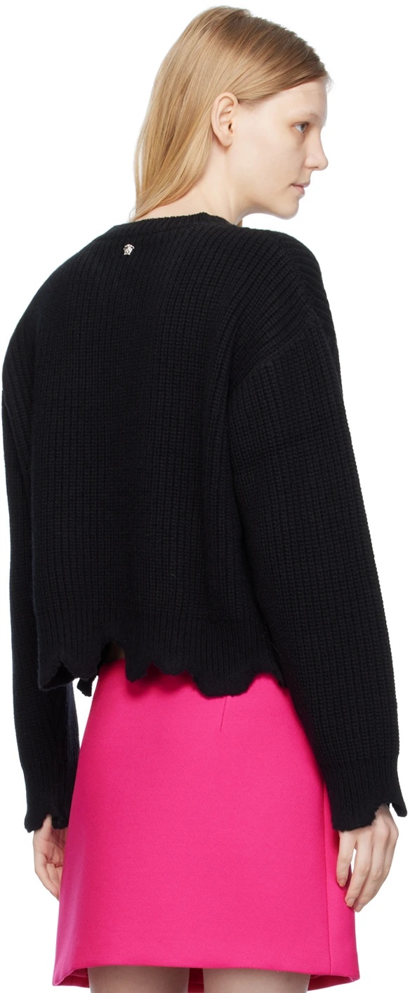 Versace Distressed Knitted Sweater In Black