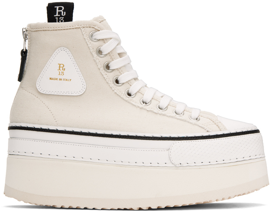 R13 Off-white Courtney Platform High Top Sneakers In Nude