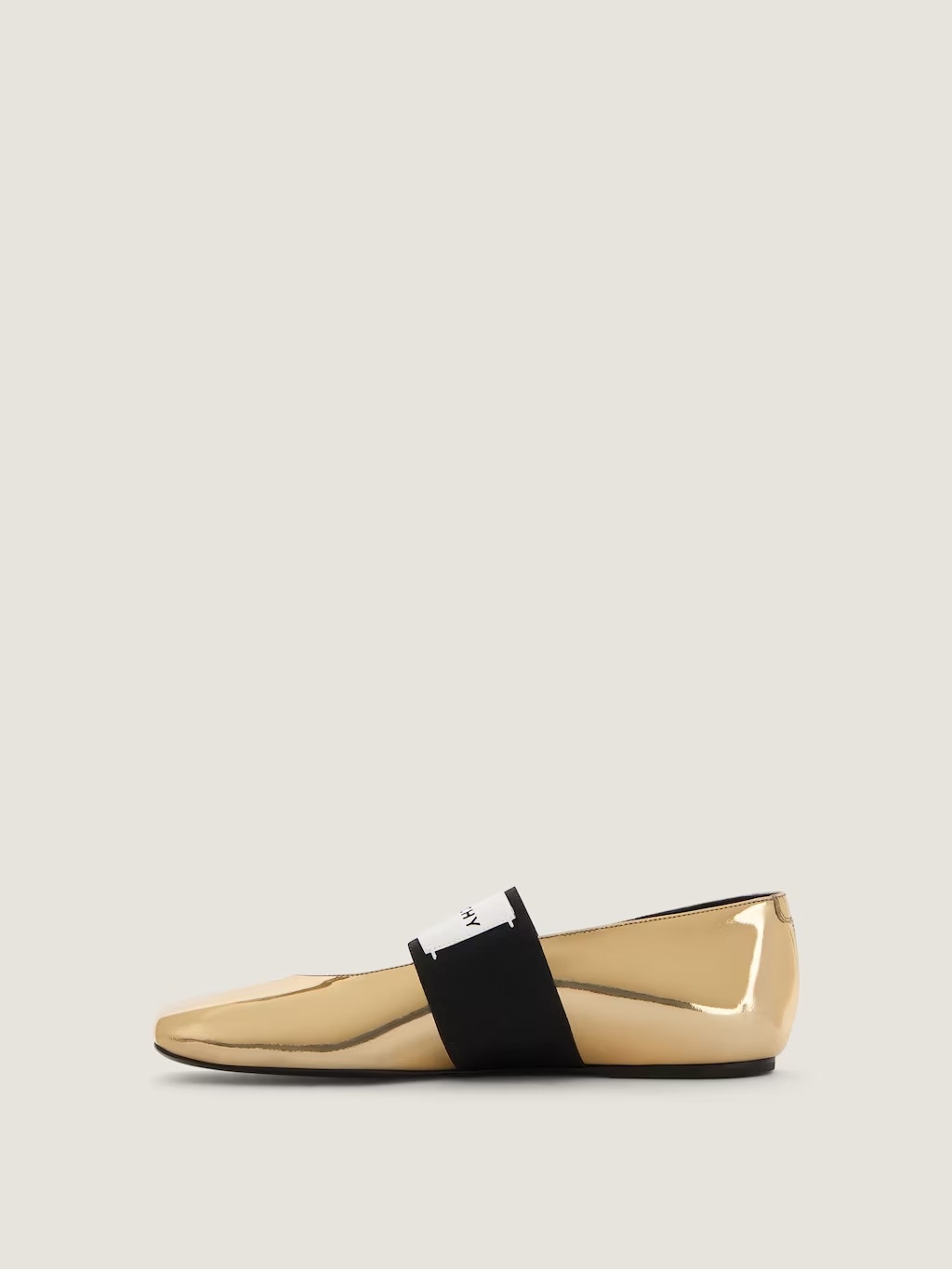 Givenchy Sliced Square Ballerinas In Mirror Effect Leather In Gold