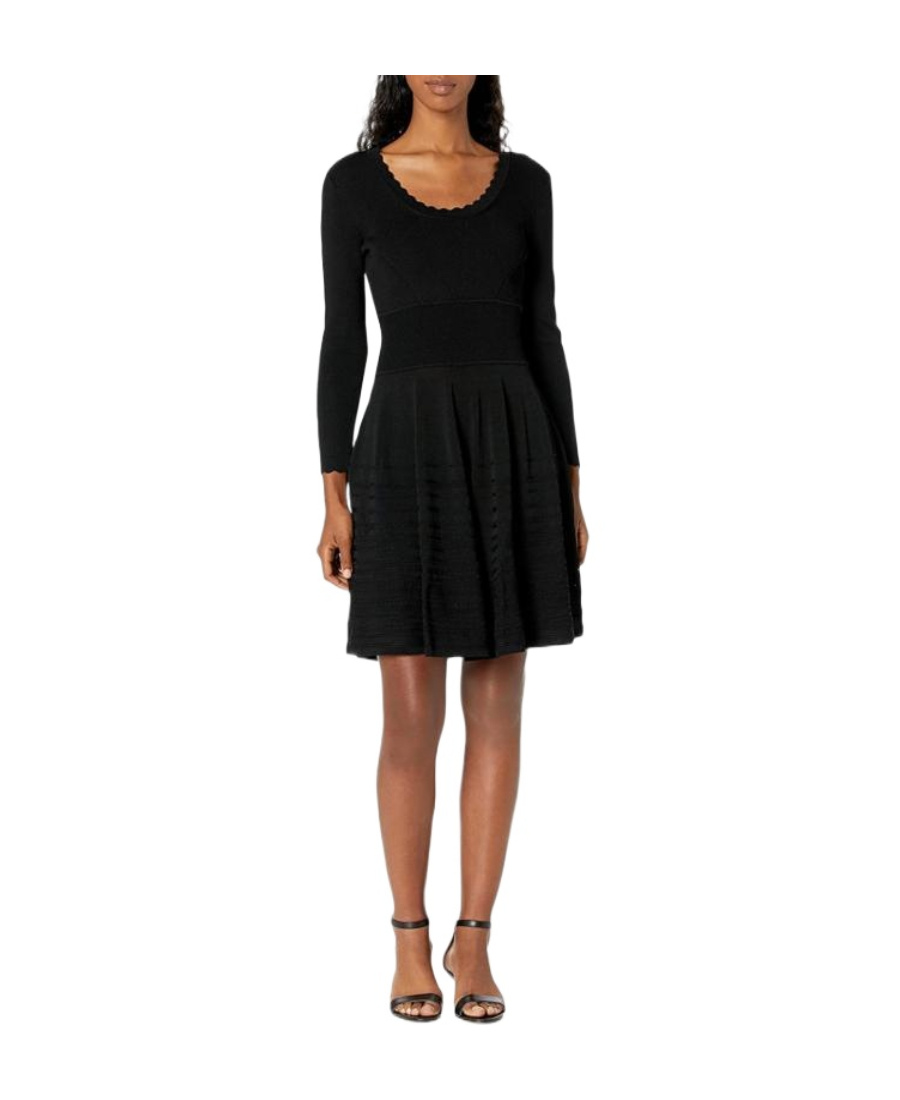 Emporio Armani Pleated Long-sleeved Dress In Black