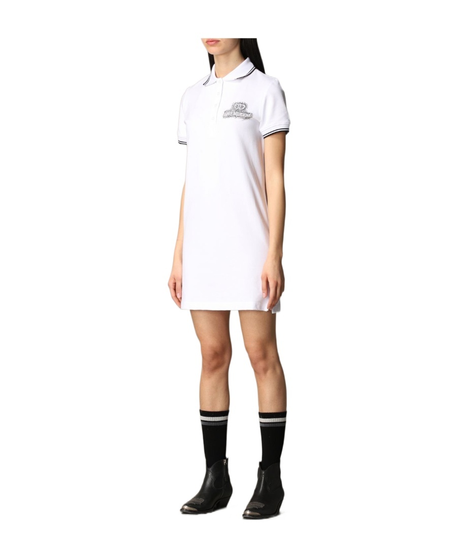 Moschino Polo Collar Short-sleeved Dress In White