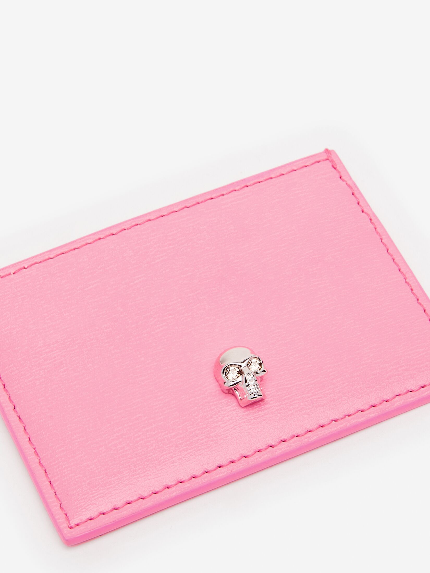 Alexander Mcqueen Skull Leather Card Holder In Pink