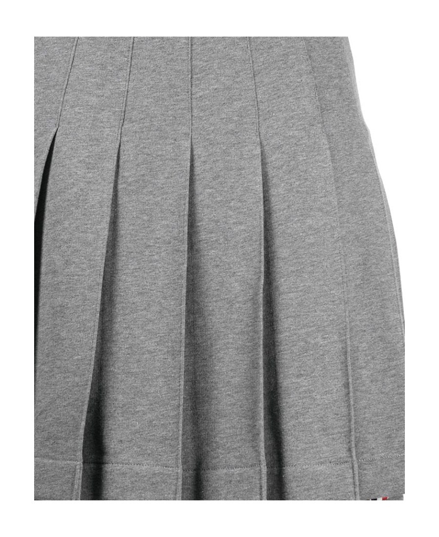 Thom Browne Striped Pleated Miniskirt In Gray