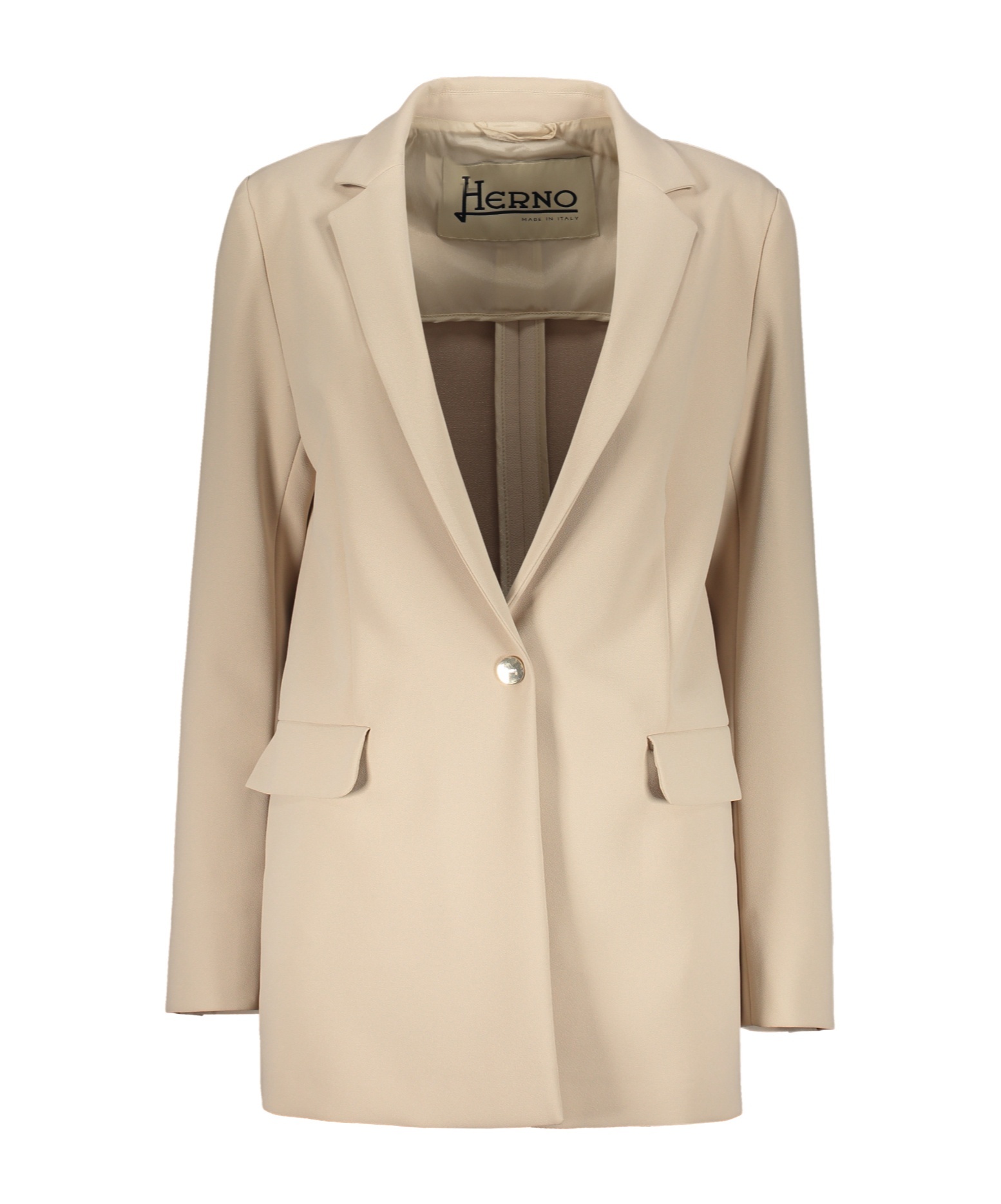 Herno Classic Beige Blazer With Pockets And Lapel In Neutral