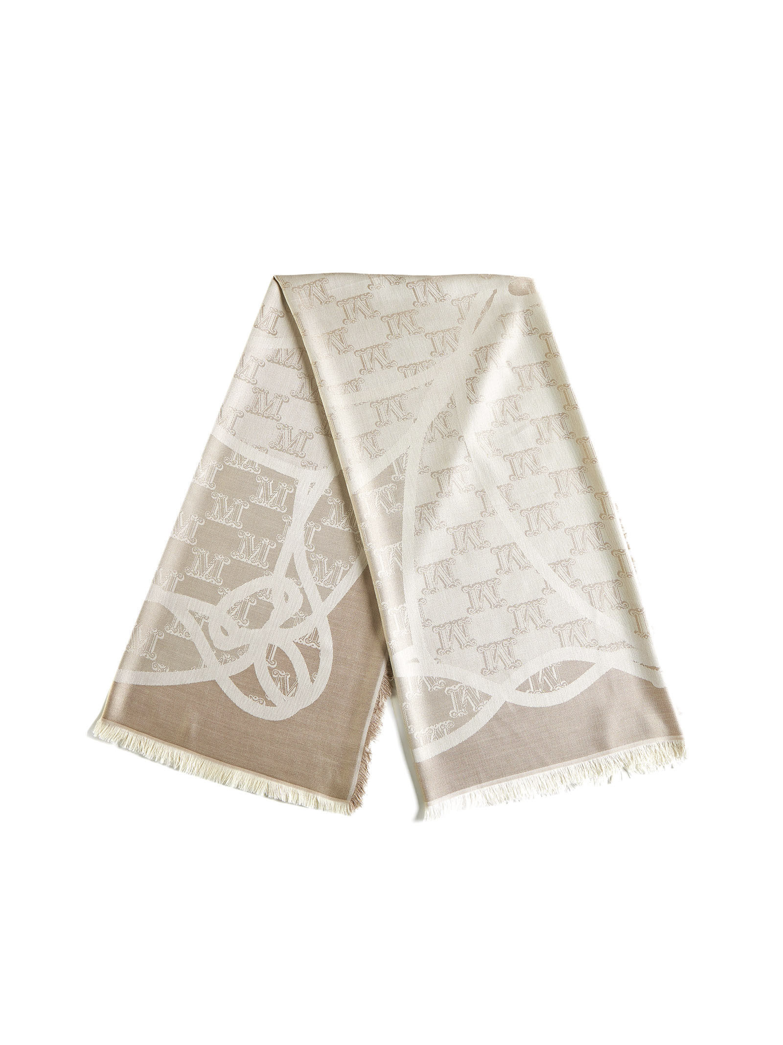 Max Mara Jacquard Scarf In Nude