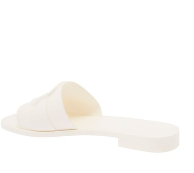 Shop Moncler Logo Slippers In Milky White
