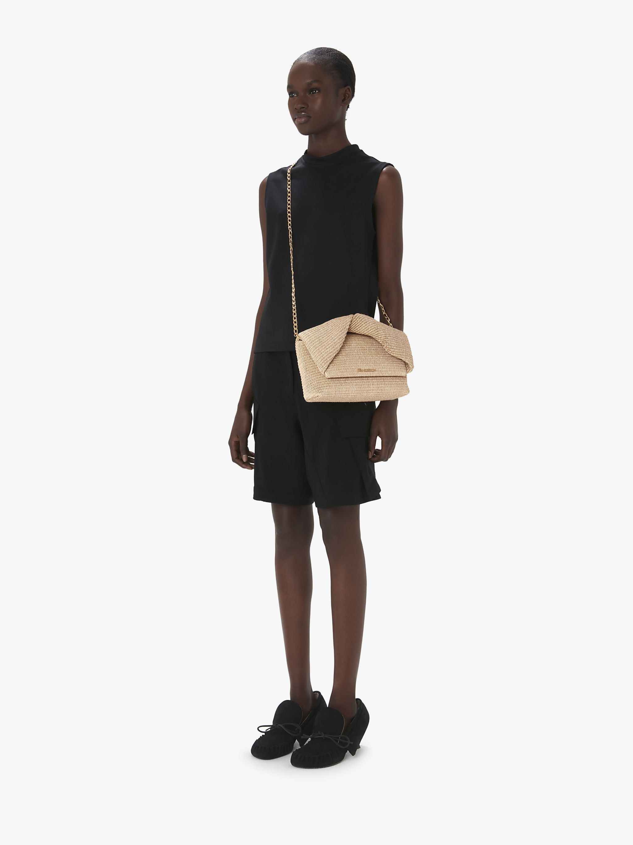 Jw Anderson Large Twister Raffia Shoulder Bag