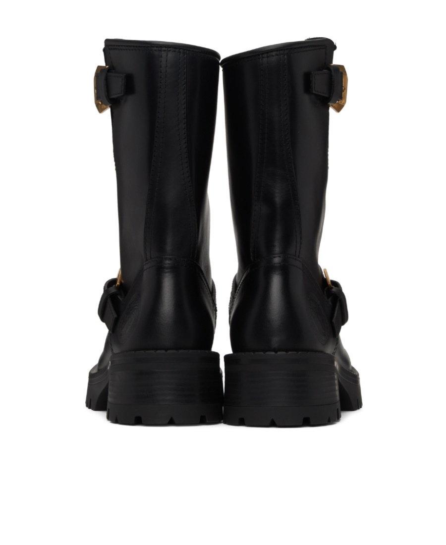 Versace Medusa-embossed Leather Boots In Black