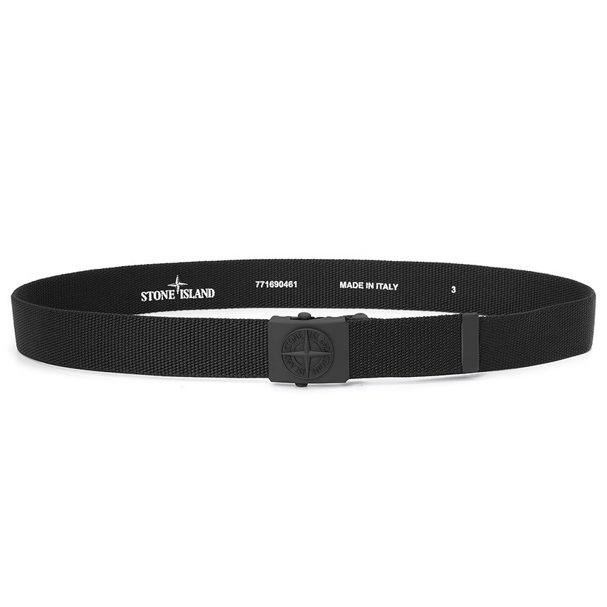 Stone Island Debossed-logo Detail Buckle Belt In Black