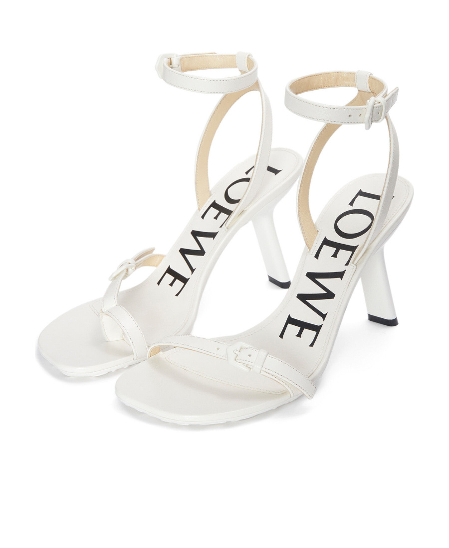 Loewe Petal Stiletto Sandal In Lambskin In White