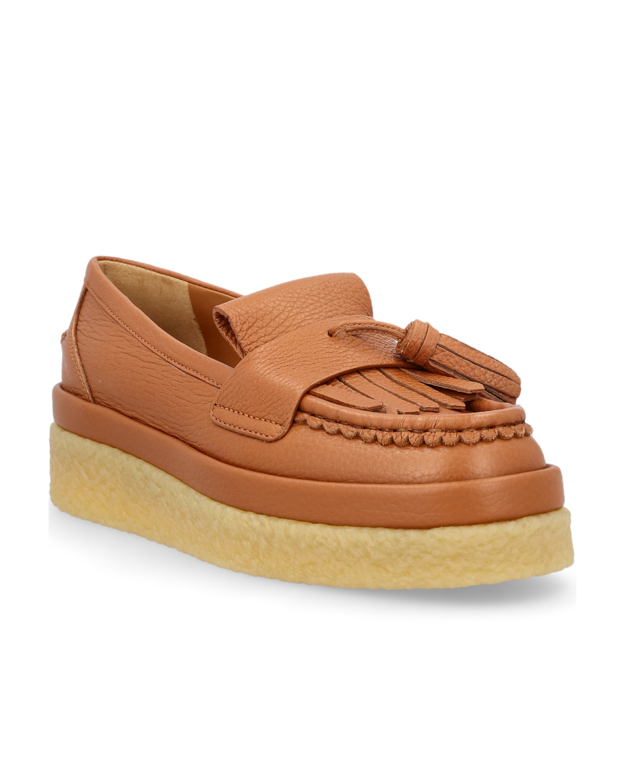 Chloé Jamie Platform Leather Loafers In Brown
