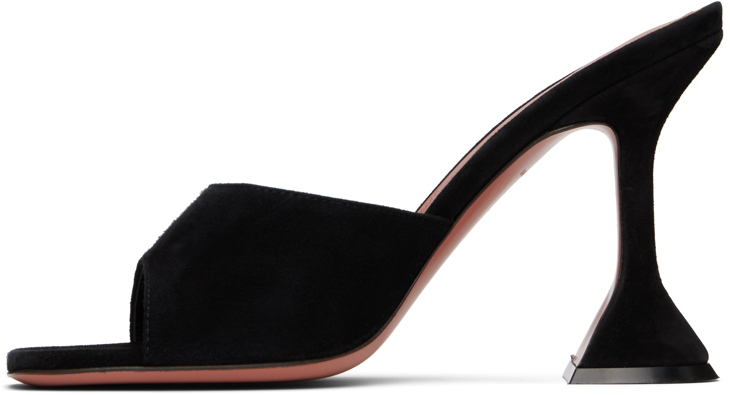 Amina Muaddi Lupita Suede Pedestal Mule Sandals In Black