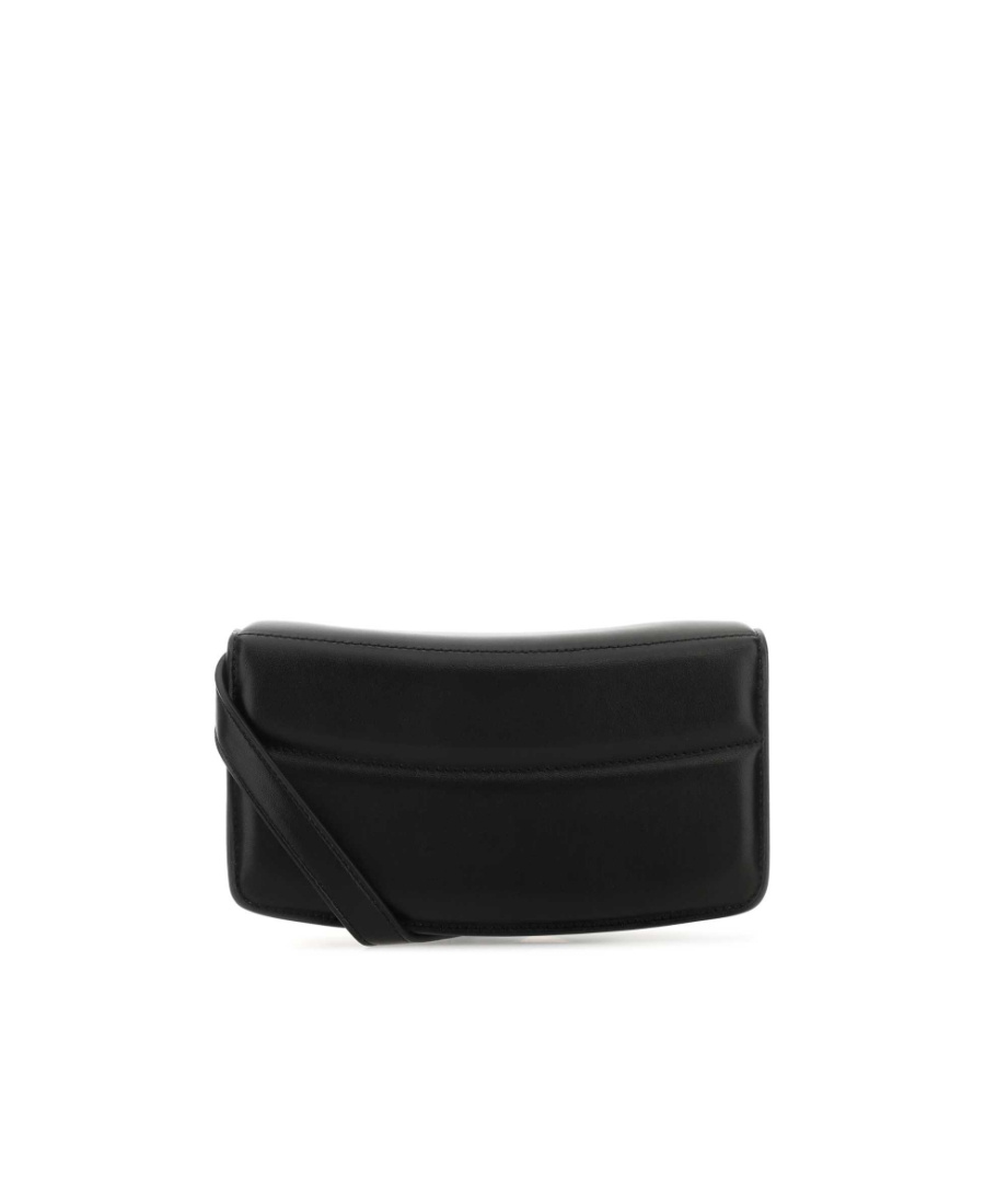 Stella Mccartney S-wave Logo Plaque Padded Wallet On Strap In Black