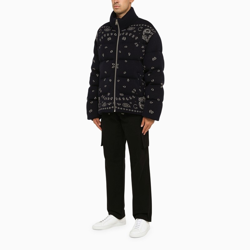 Alanui Down Jacket Wool Concealed Drawstring In Blue