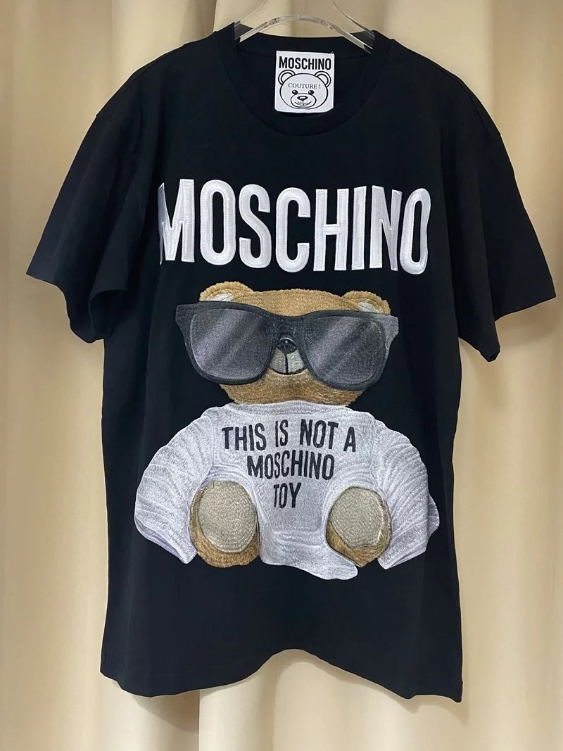 Moschino Teddy Bear Pattern Printed T-shirt In Black