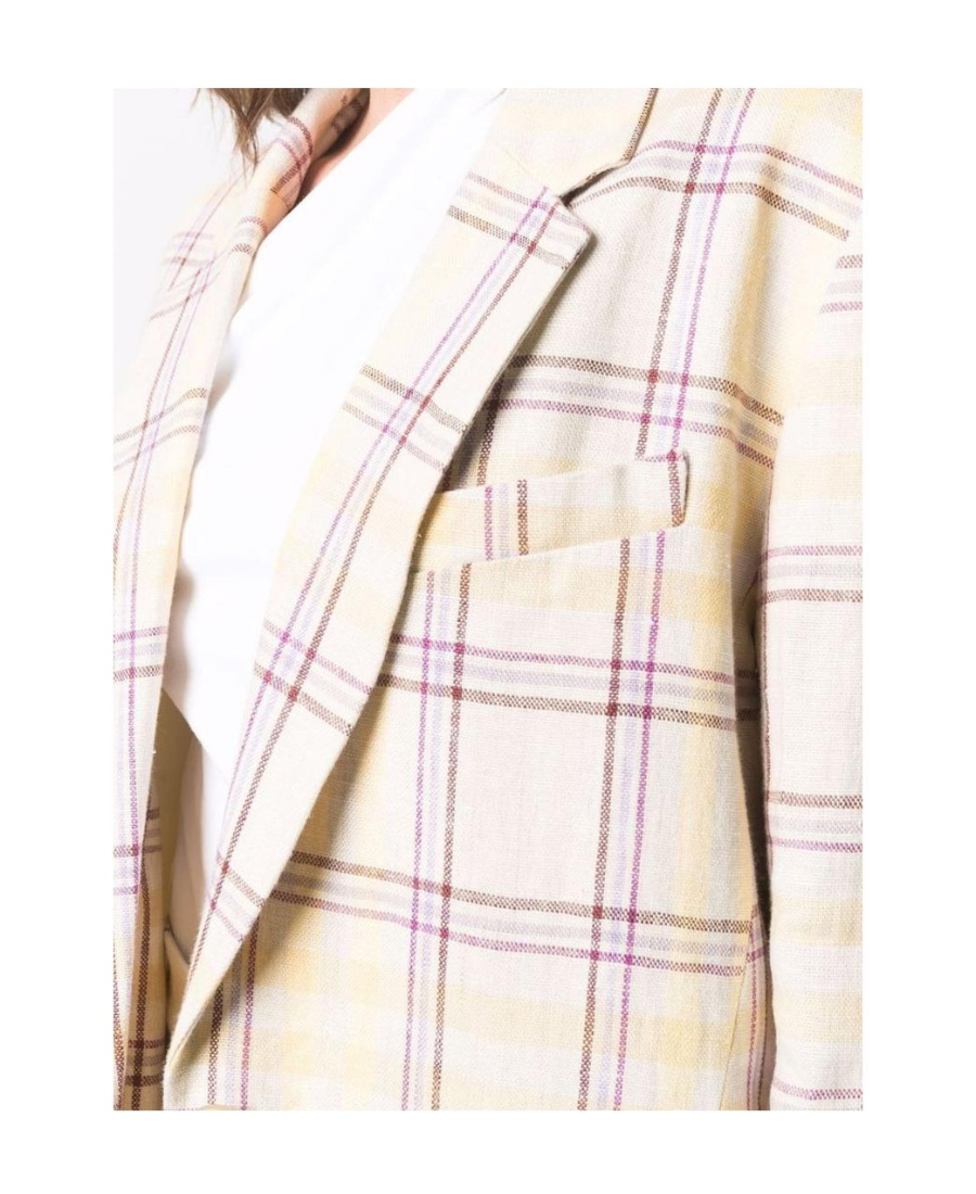 Isabel Marant Check-print Linen Blazer In Nude