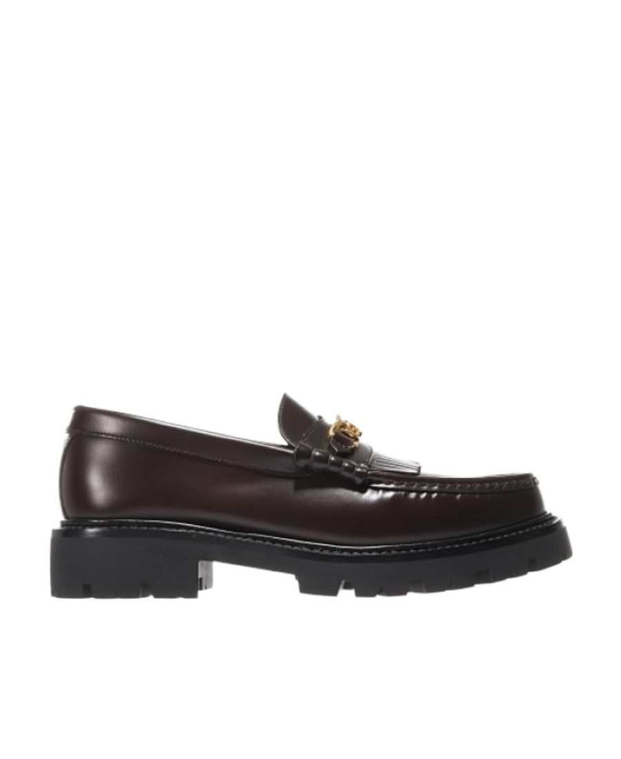 Celine Universite Triomphe Chain Leather Loafer In Black