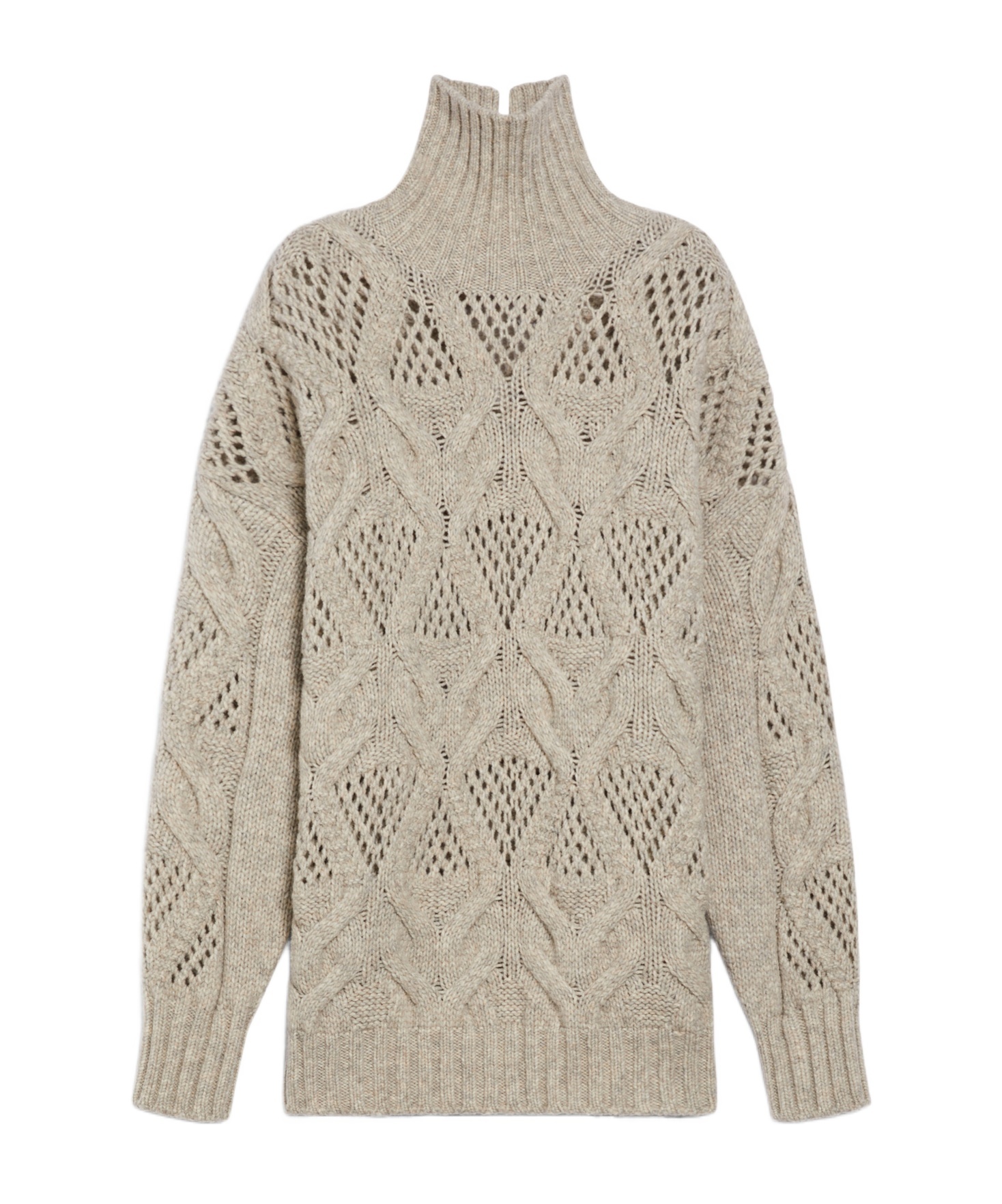 Sportmax Oversize Cable Knit High Neck Sweater In Nude